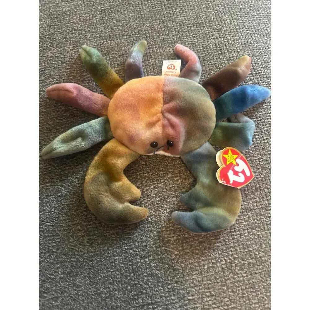 Vintage 90's Ty Floppity Bunny & Claude Crab 1996 Retro Beanie Babies